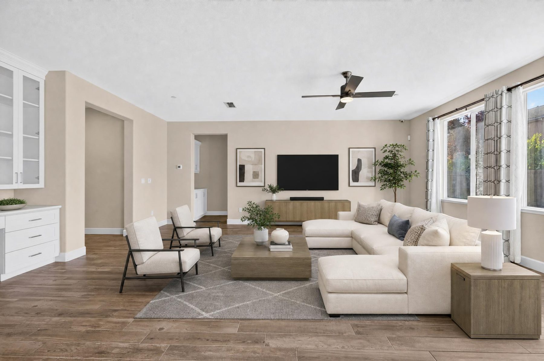 Virtually staged living area